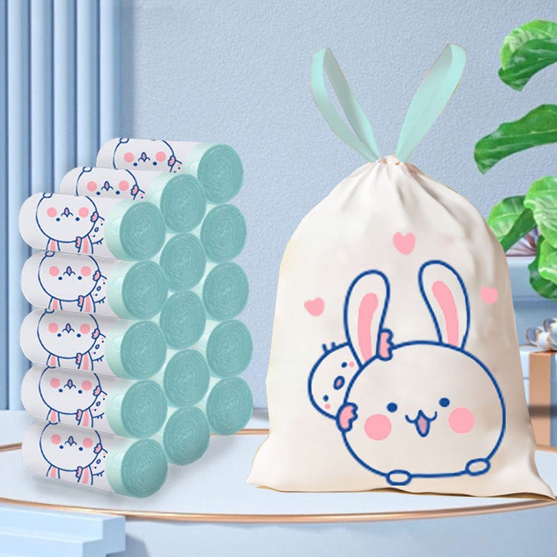 Large Drawstring Garbage Bag Household Portable Thickened Kitchen Printing Automatic Capping Plastic Cleaning Bag - Image 2